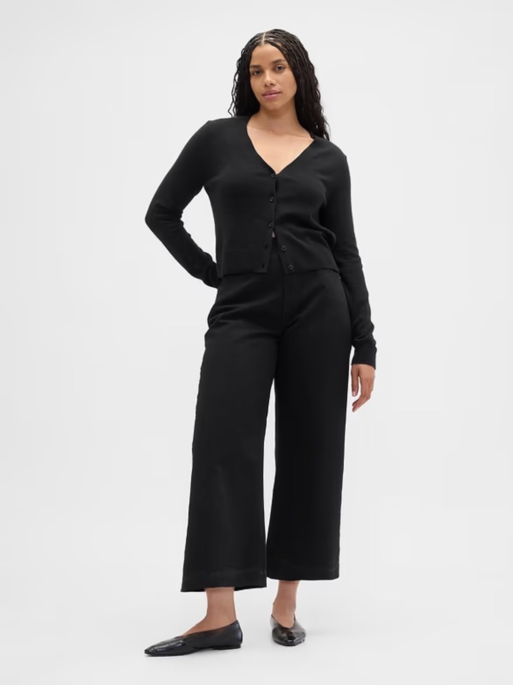Gap High Rise Wide-Leg Crop Jeans in black wash